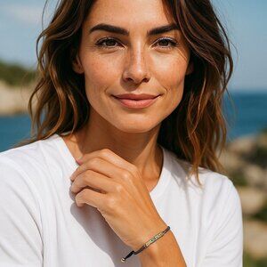 Delicate Feminine Stella & Dot Gold & Black Toned Colorful Bar Accent Bracelet